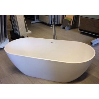 Ванна мрамор с щелевым сливом Аквастоун Бали 180х80 цвет белый